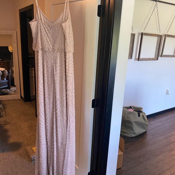 Adrianna Papell-ART DECO BEADED BLOUSON GOWN IN BLUSH - Picture 5 of 7